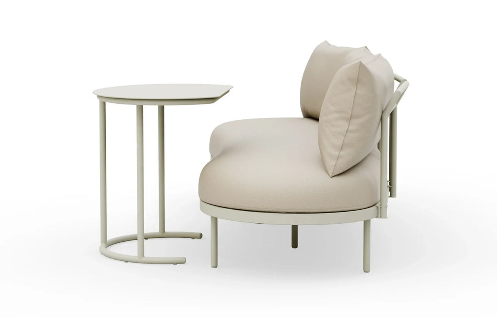Kiki 3-Seater Curved Garden Sofa & Coffee Table — Beige