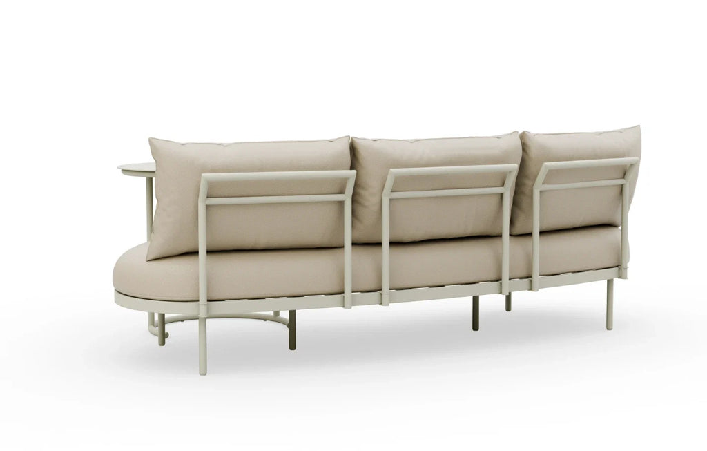 Kiki 3-Seater Curved Garden Sofa & Coffee Table — Beige