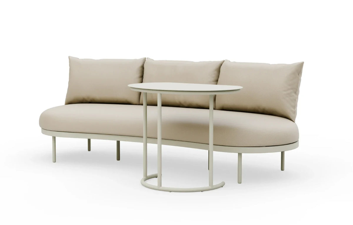 Kiki 3-Seater Curved Garden Sofa & Coffee Table — Beige