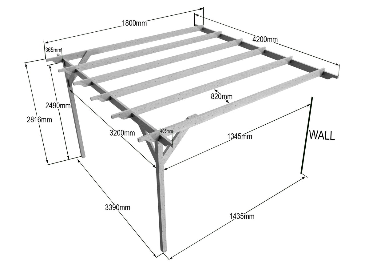 Wall Mounted Wooden Pergola Kit - Corbel Design