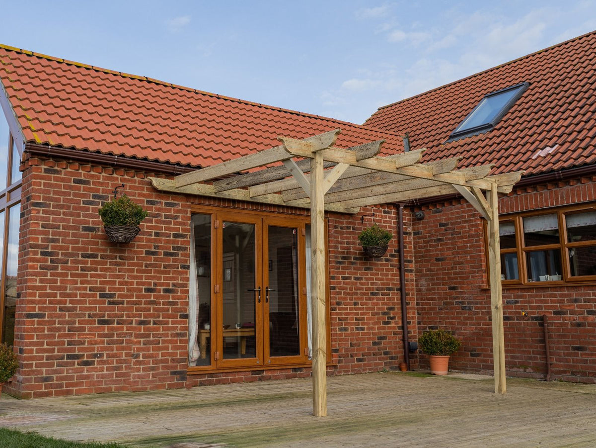 Wall Mounted Wooden Pergola Kit - Longhorn Design