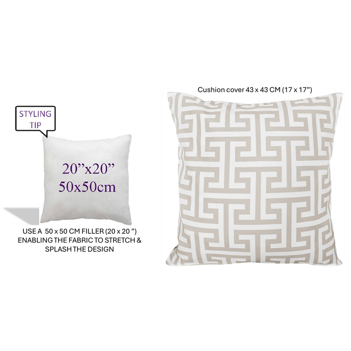 Outdoor Waterproof Cushion Cover 43x43cm — Milano Natural