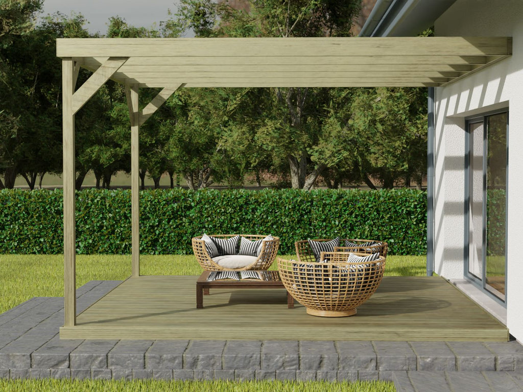 Wall-mounted Box Pergola and Decking Kit