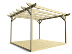 Chamfered Wooden Pergola and Decking Kit