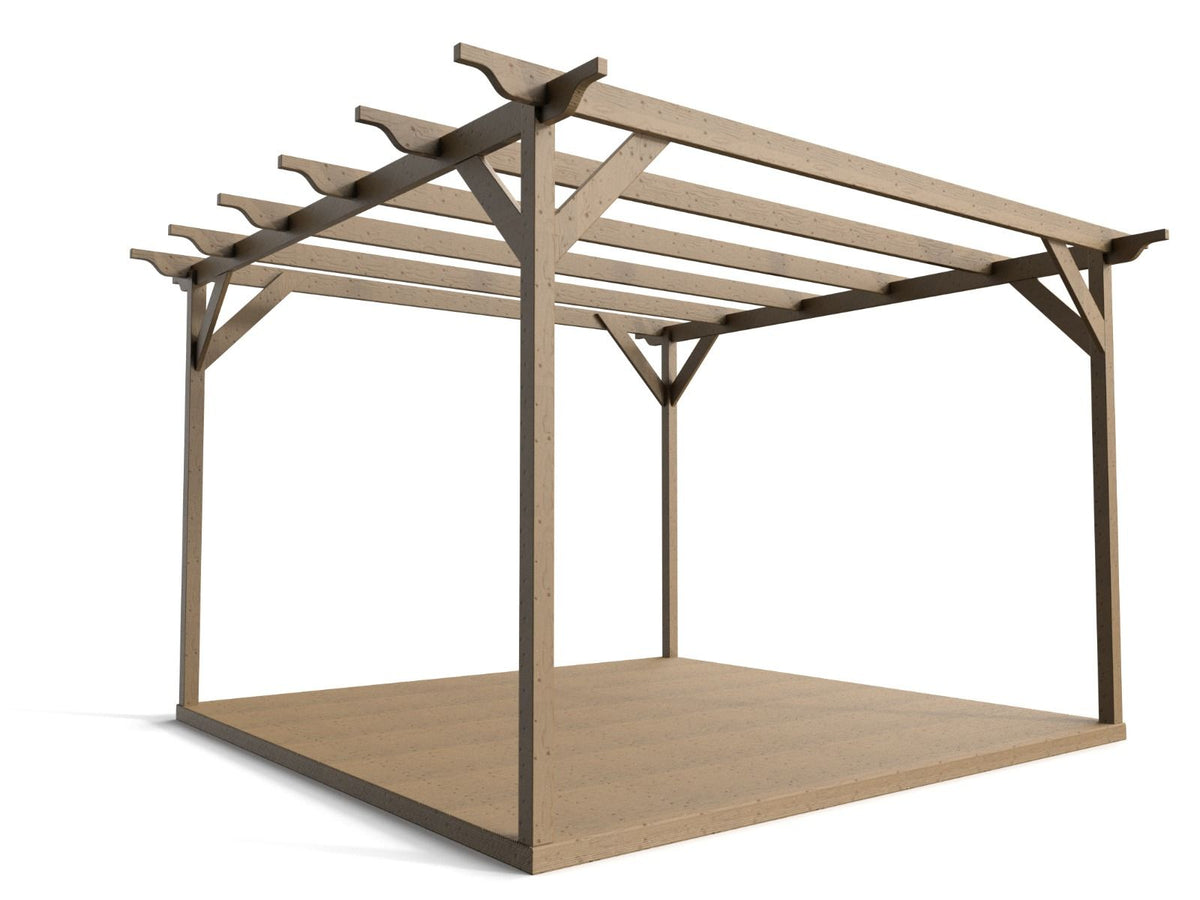 Sculpted Wooden Pergola and Decking Kit