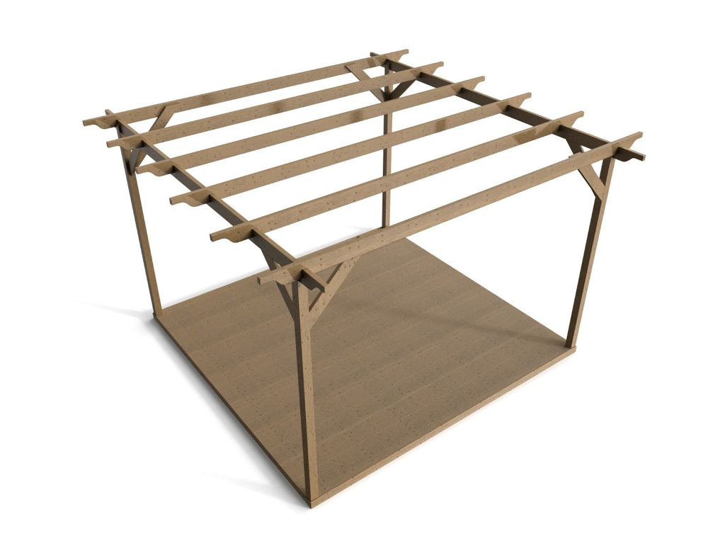 Sculpted Wooden Pergola and Decking Kit
