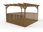 Square Pergola And Decking Kit With Three Side Balustrade