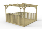 Square Pergola And Decking Kit With Three Side Balustrade