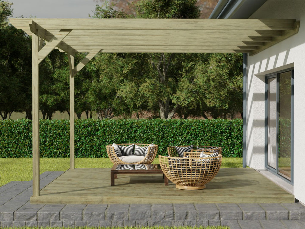 Wall Mounted Pergola and Decking Kit Chamfered Design