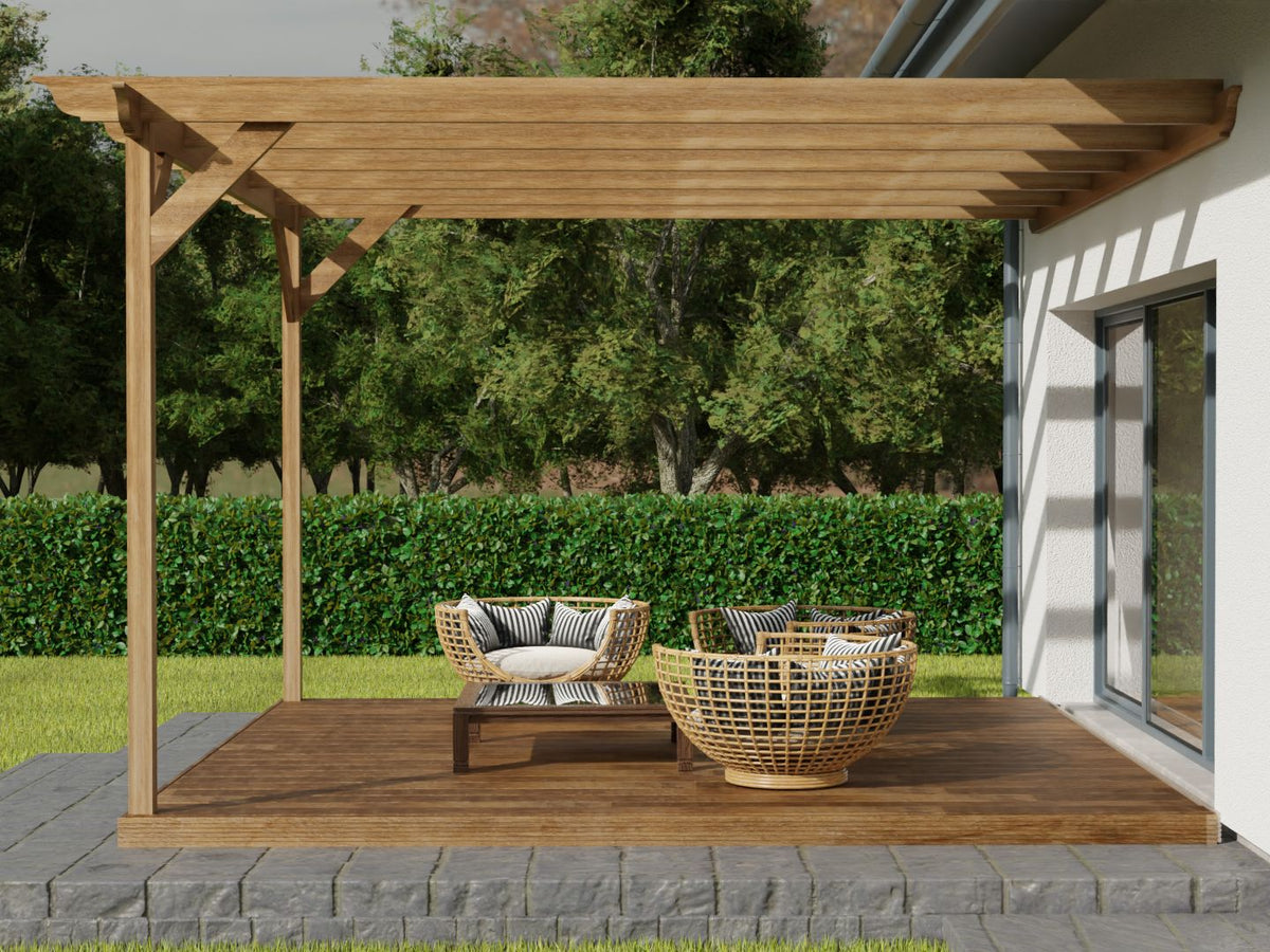 Wall Mounted Pergola and Decking Kit Longhorn Design