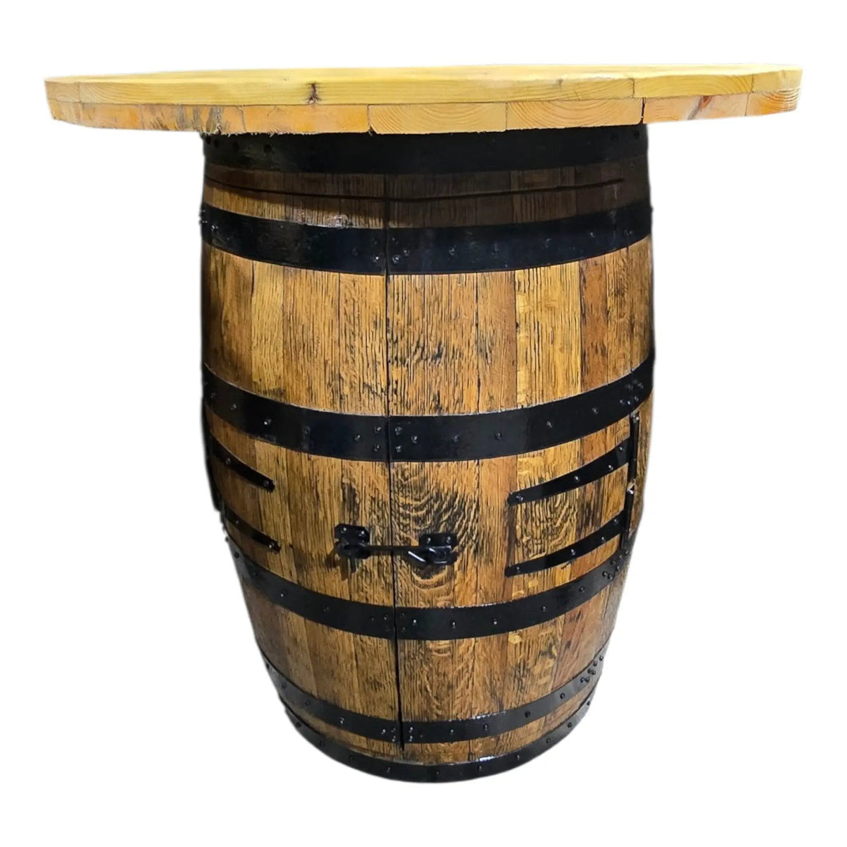 Reclaimed Oak Bourbon Whisky Barrel Bar — Full Size