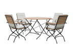Sicily 4-Seater Teak & Wrought Iron Round Garden Dining Set, 110cm