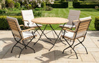 Sicily 4-Seater Teak & Wrought Iron Round Garden Dining Set, 110cm