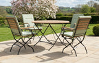 Sicily 4-Seater Teak & Wrought Iron Round Garden Dining Set, 110cm