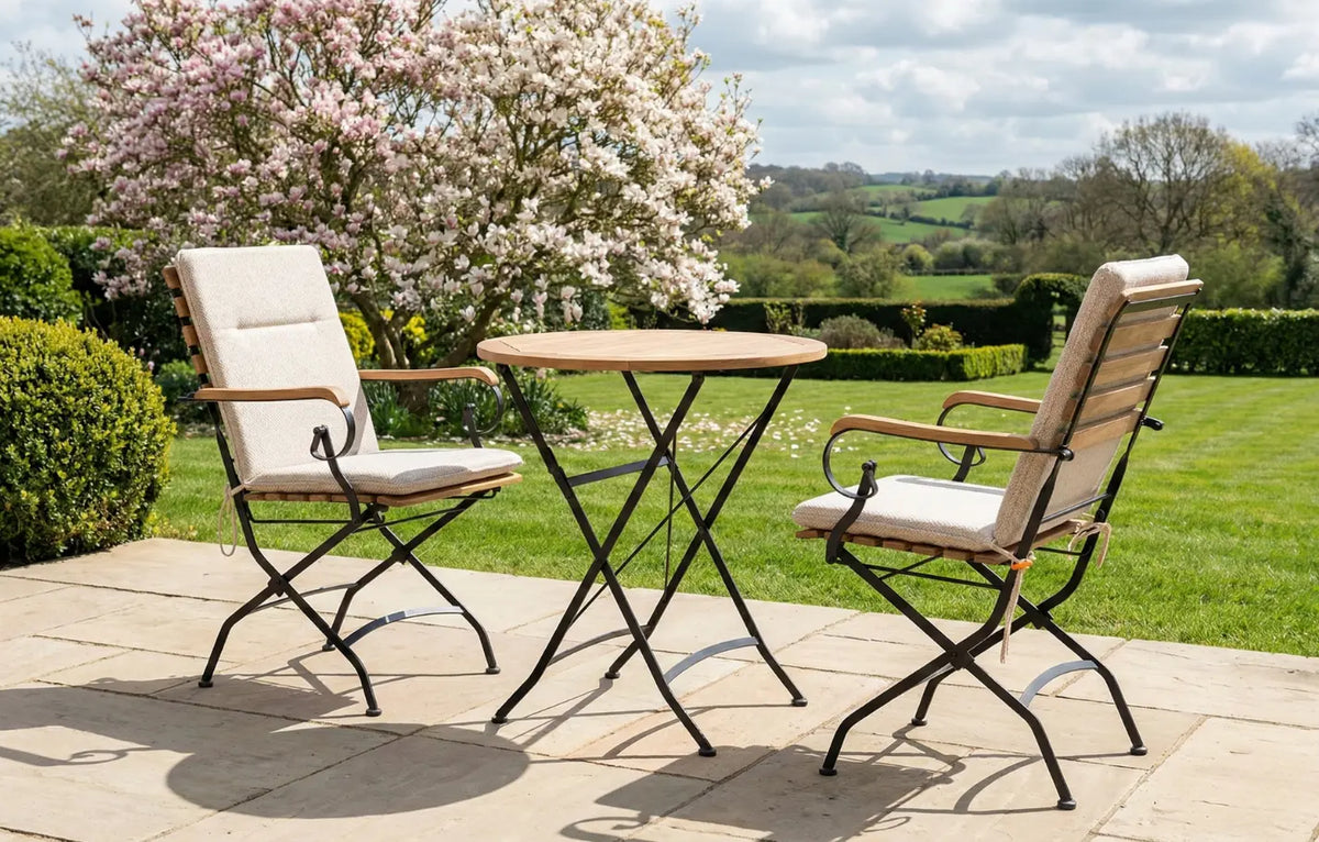 Sicily 2-Seater Teak & Wrought Iron Round Garden Dining Set, 70cm
