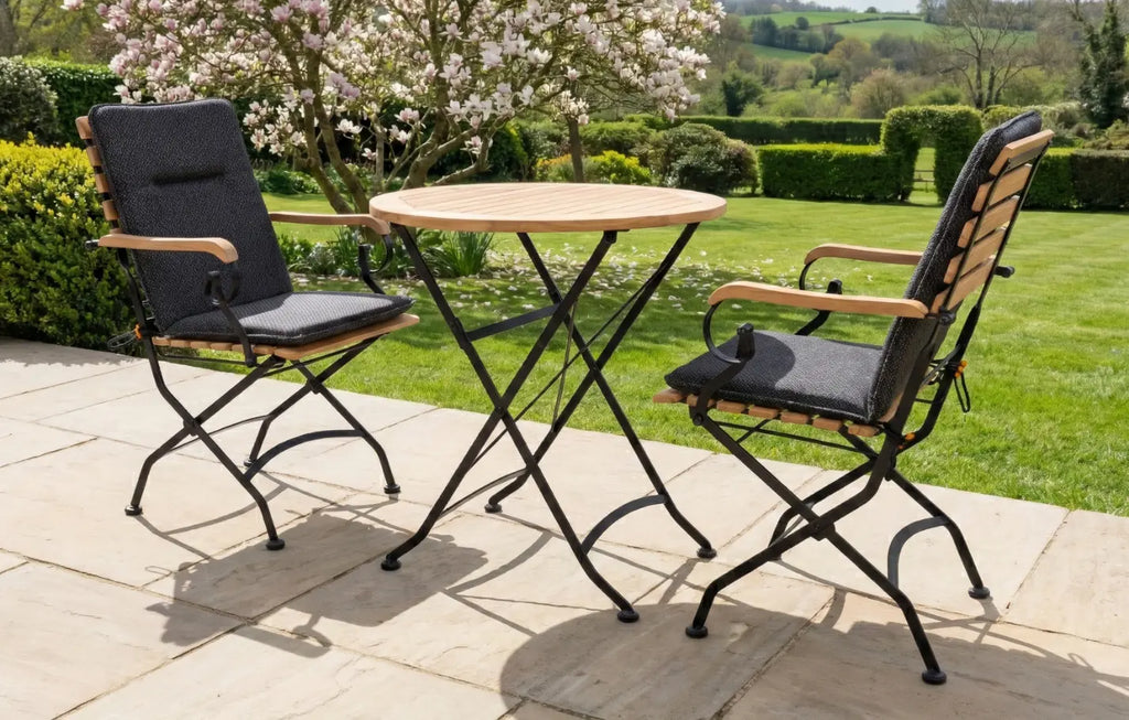 Sicily 2-Seater Teak & Wrought Iron Round Garden Dining Set, 70cm