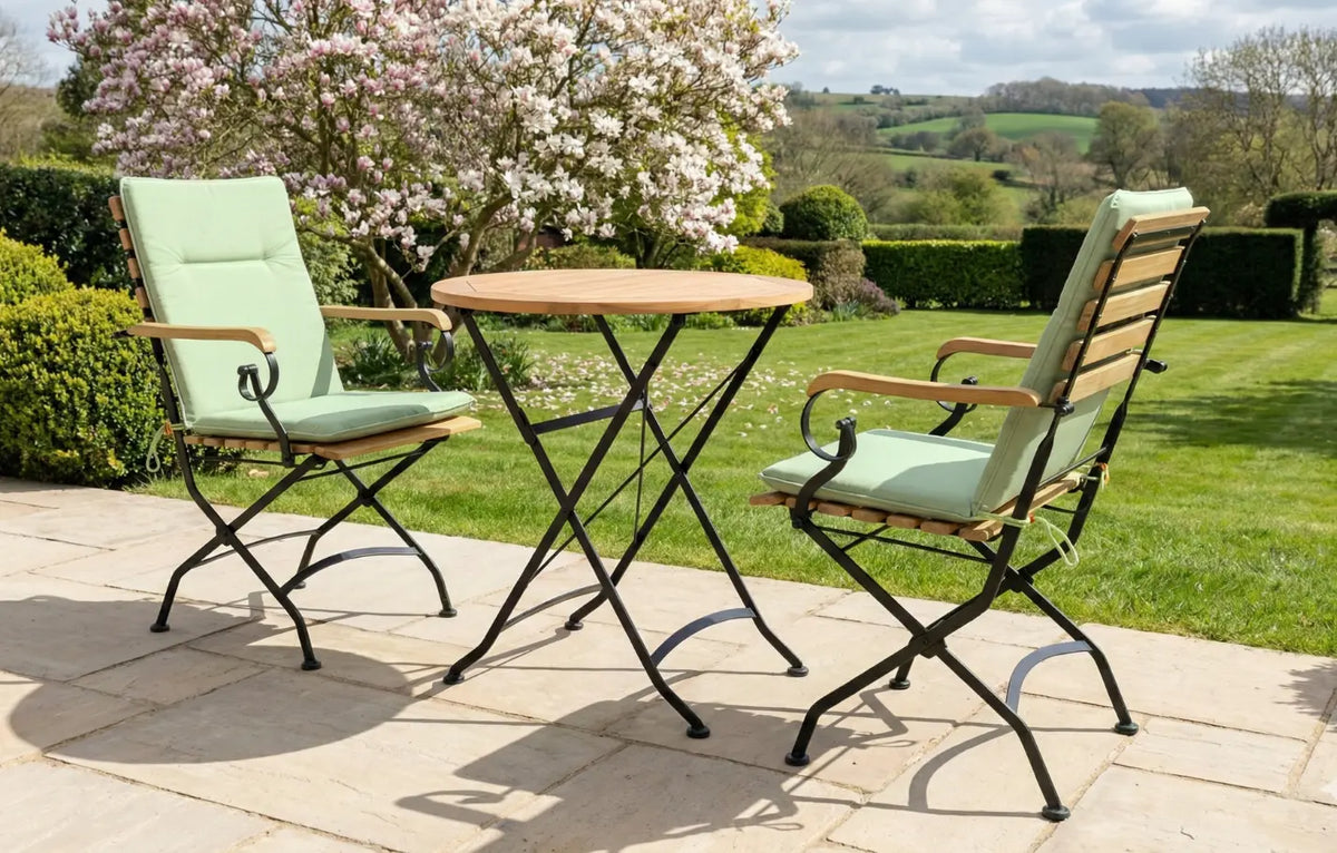 Sicily 2-Seater Teak & Wrought Iron Round Garden Dining Set, 70cm