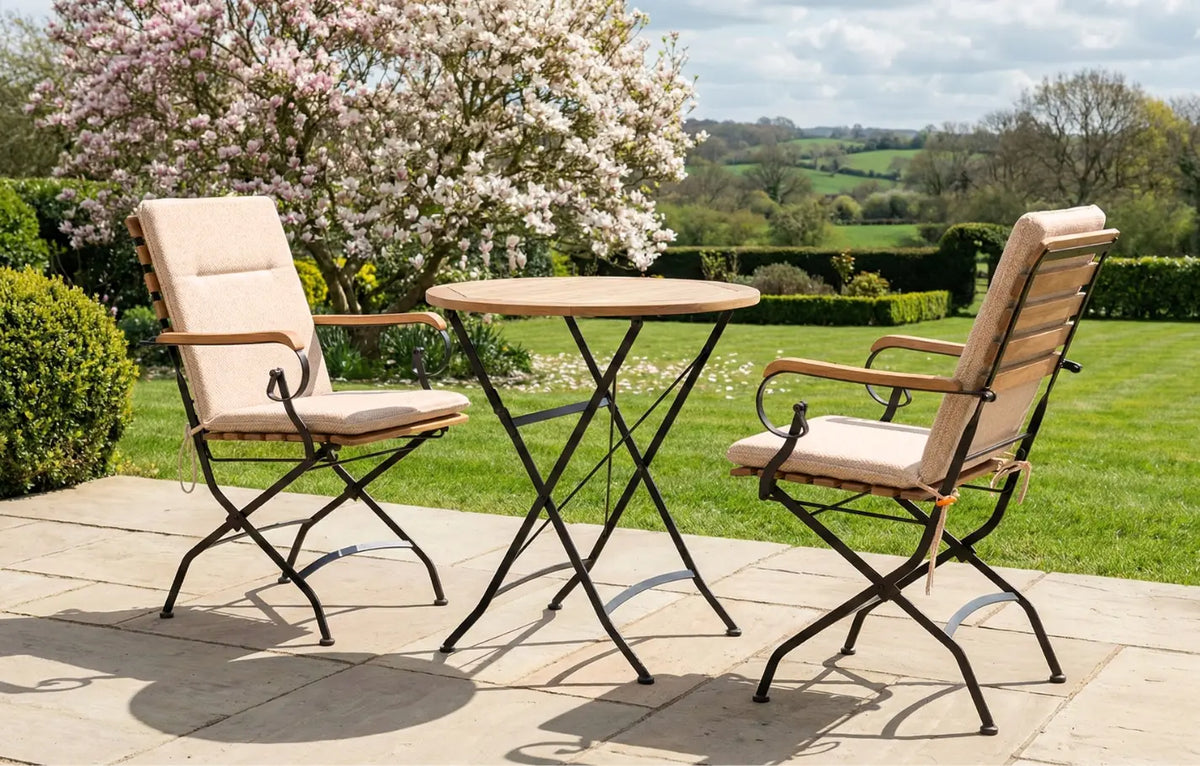 Sicily 2-Seater Teak & Wrought Iron Round Garden Dining Set, 70cm