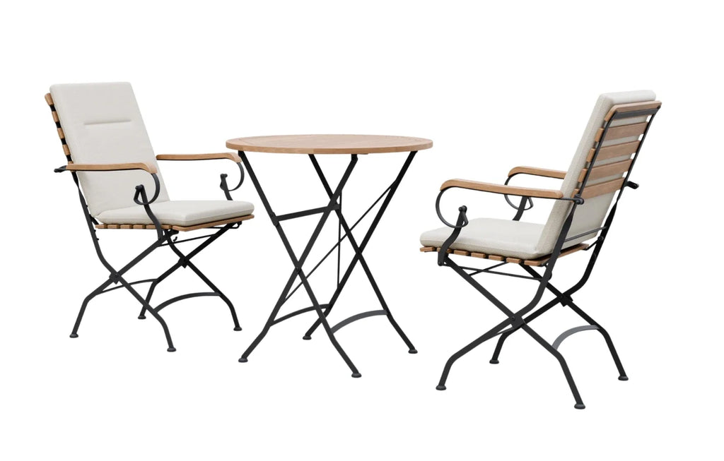 Sicily 2-Seater Teak & Wrought Iron Round Garden Dining Set, 70cm
