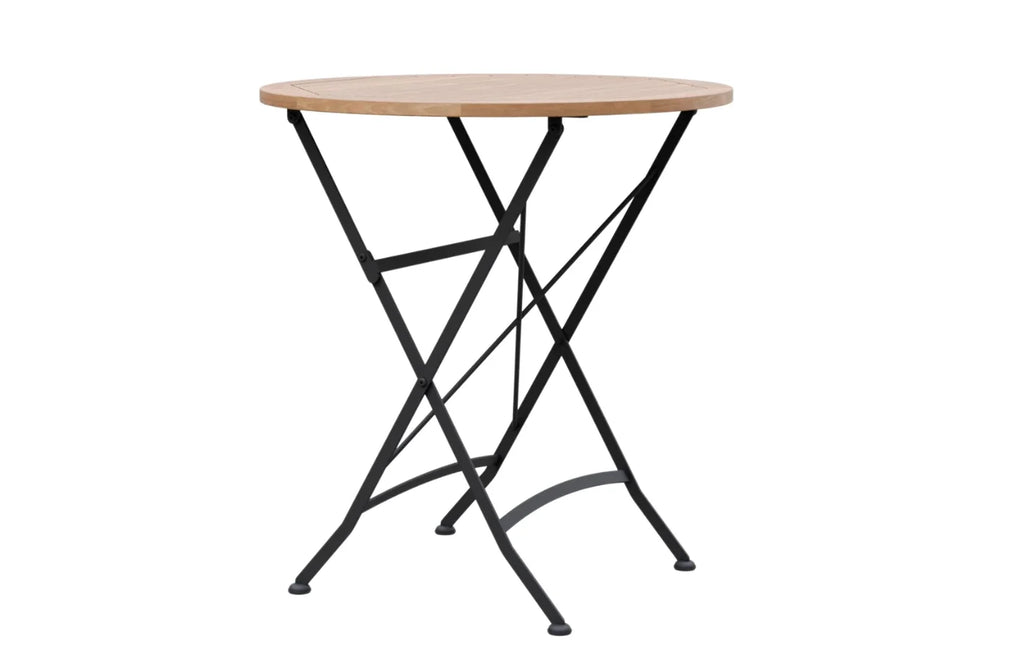 Sicily 2-Seater Teak & Wrought Iron Round Garden Dining Set, 70cm
