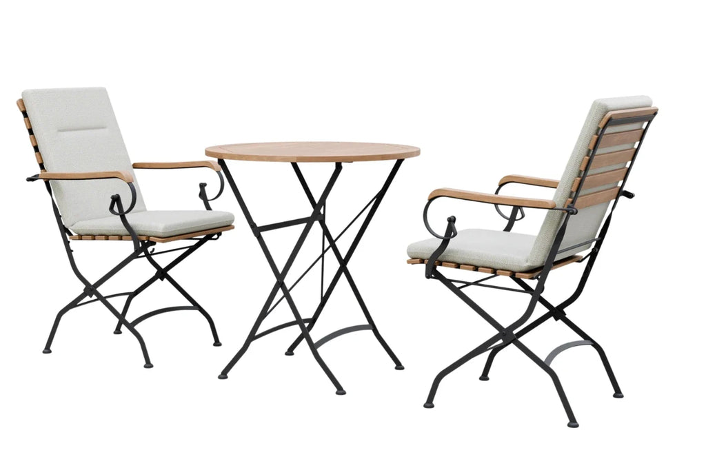 Sicily 2-Seater Teak & Wrought Iron Round Garden Dining Set, 70cm