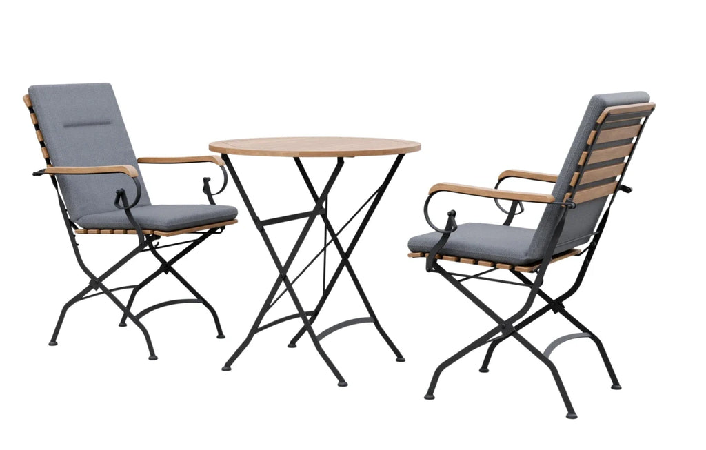 Sicily 2-Seater Teak & Wrought Iron Round Garden Dining Set, 70cm