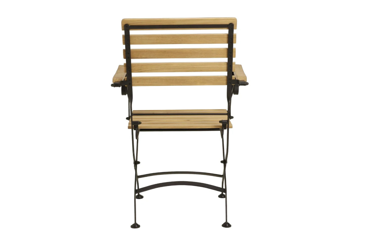 Sicily 4-Seater Teak & Wrought Iron Round Garden Dining Set, 110cm