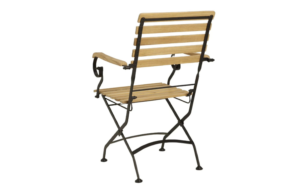 Sicily 4-Seater Teak & Wrought Iron Round Garden Dining Set, 110cm