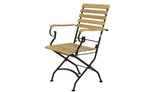 Sicily 4-Seater Teak & Wrought Iron Round Garden Dining Set, 110cm