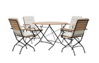 Sicily 4-Seater Teak & Wrought Iron Round Garden Dining Set, 110cm