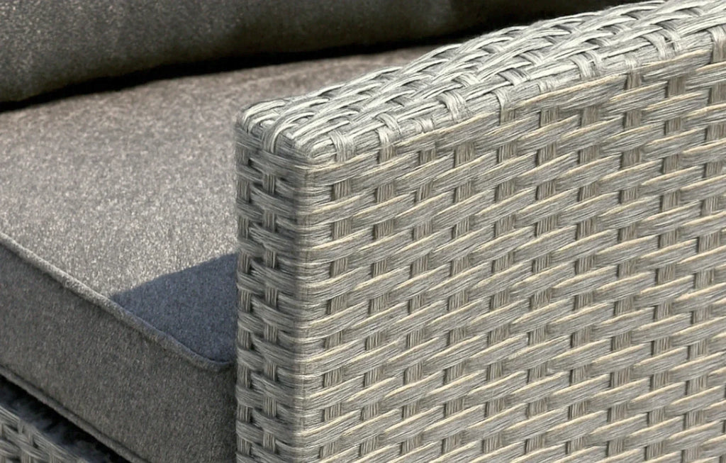 Stockholm 4-Seater Grey Rattan Garden Chaise Lounge & Armchair Set