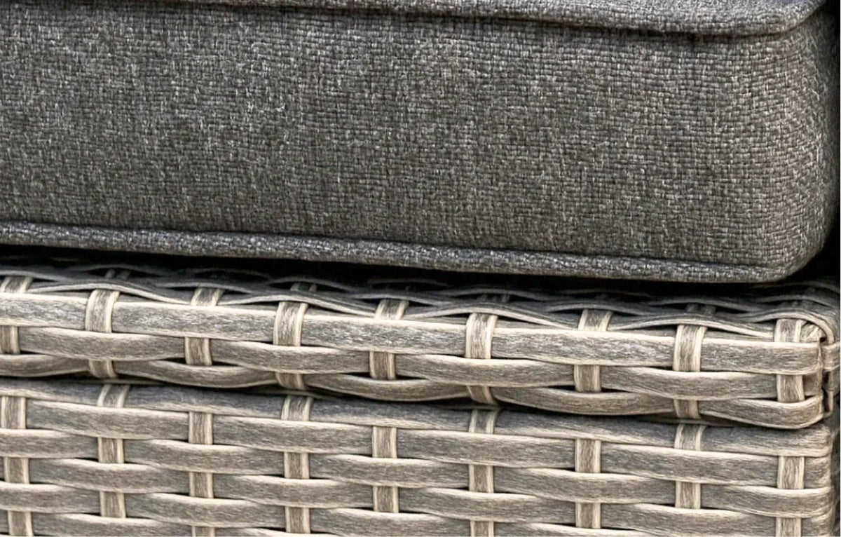 Stockholm 4-Seater Grey Rattan Garden Chaise Lounge & Armchair Set