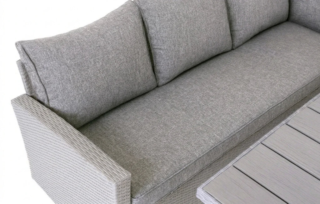 Stockholm 6-Seater Grey Rattan Corner Garden Sofa Set with Cover