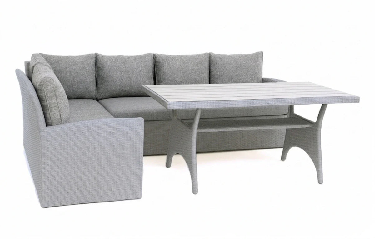 Stockholm 6-Seater Grey Rattan Corner Dining & Lounge Set