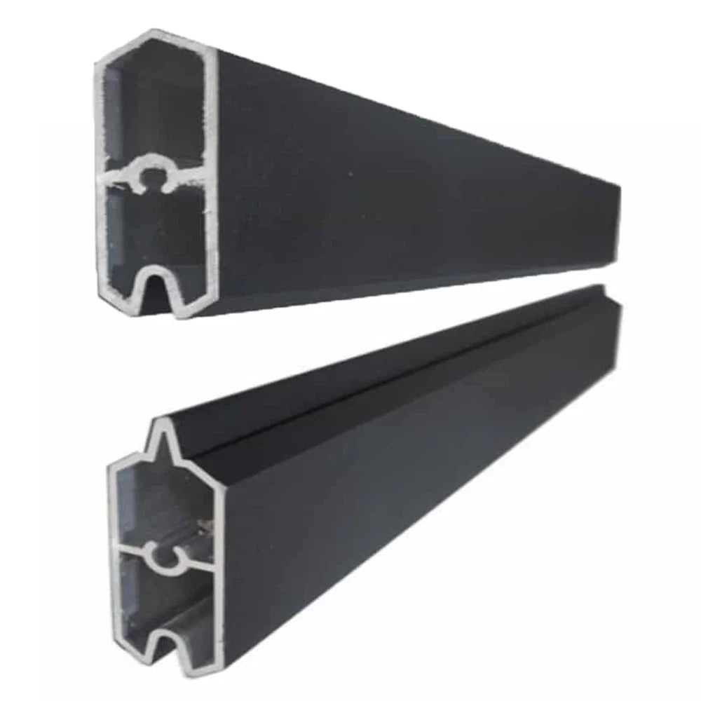 Black Aluminium Top & Bottom Rail for Woodgrain Composite Fencing