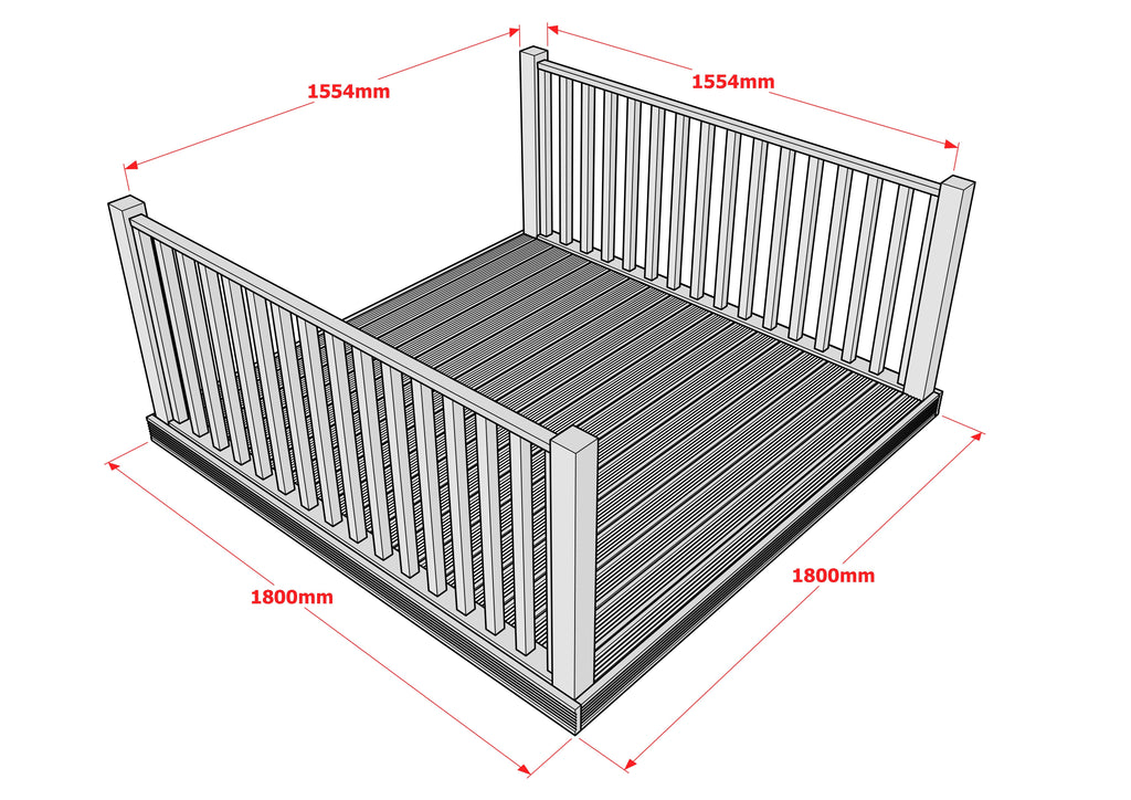 Decking Kit With Two Side Balustrade