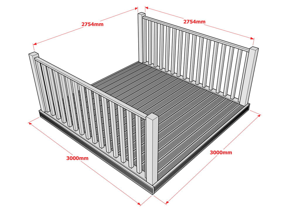 Decking Kit With Two Side Balustrade