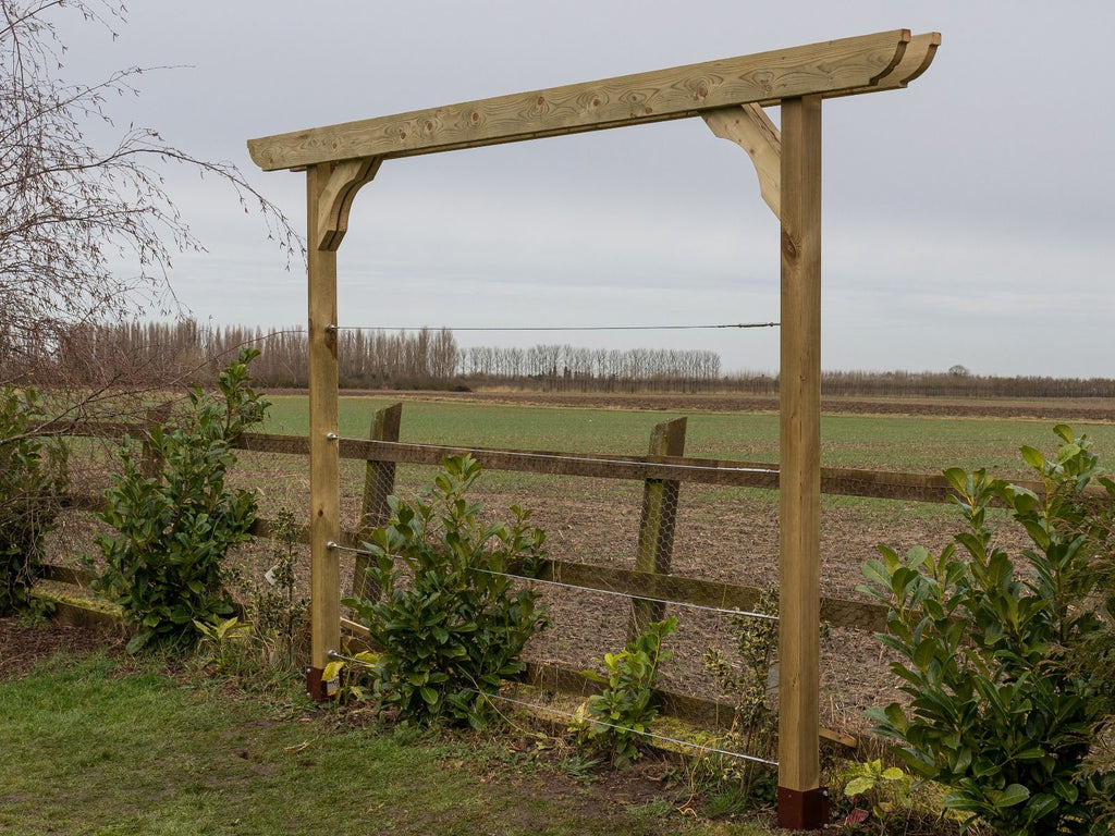 Screen Double Beam Pergola, Plant Climbing Arbour - Corbel Sculpted Brace