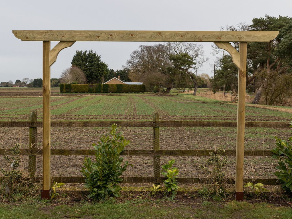 Screen Double Beam Pergola, Plant Climbing Arbour - Corbel Sculpted Brace