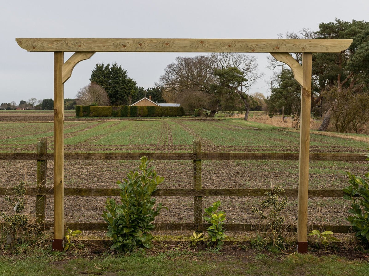 Screen Double Beam Pergola, Plant Climbing Arbour - Corbel Sculpted Brace